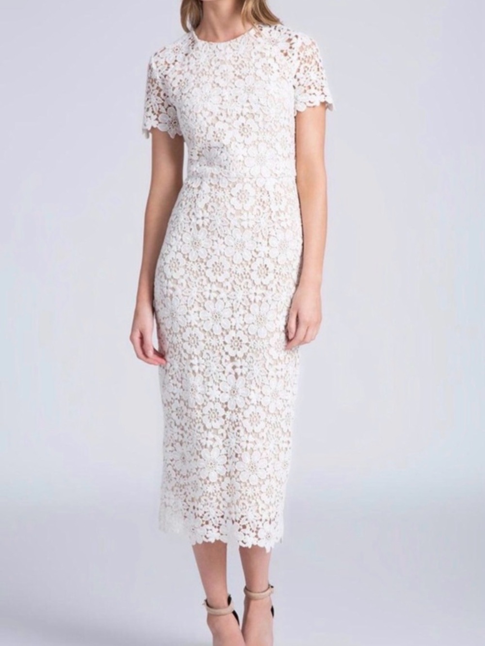 Shoshanna ivory / cream Floral Lace Midi Dress - new with tags